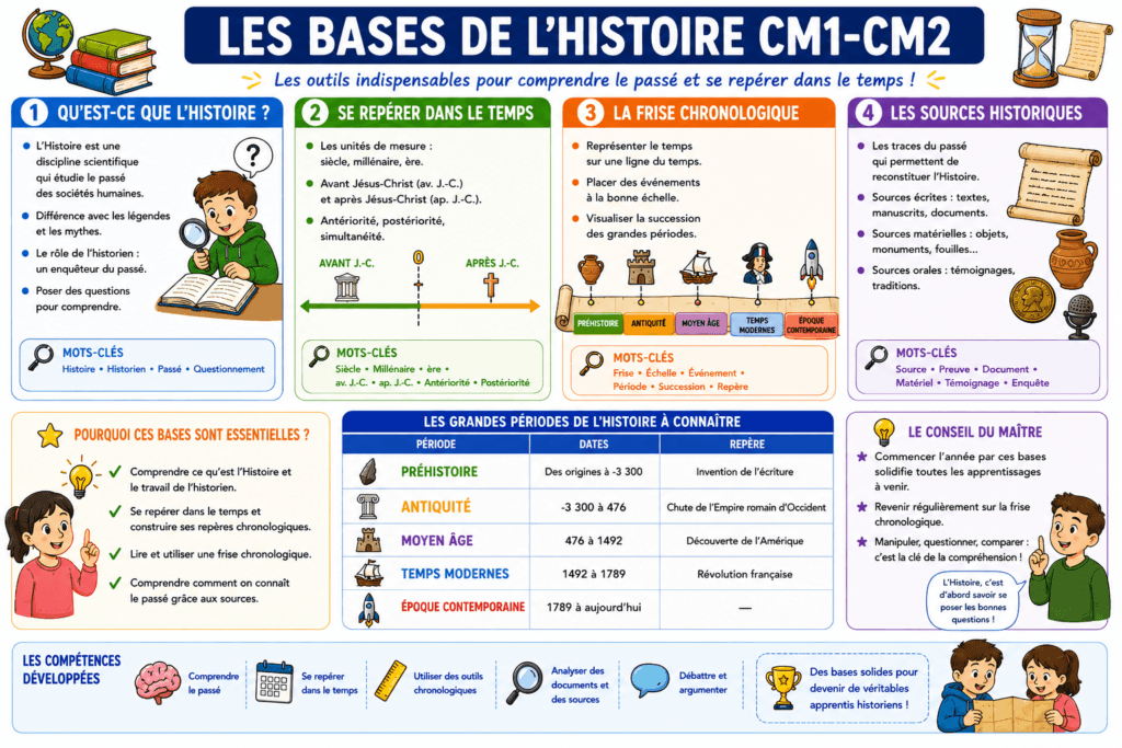 Les bases de l'Histoire CM1 CM2 : toutes les leçons pour bien démarrer 2 Les bases de l'Histoire CM1 CM2