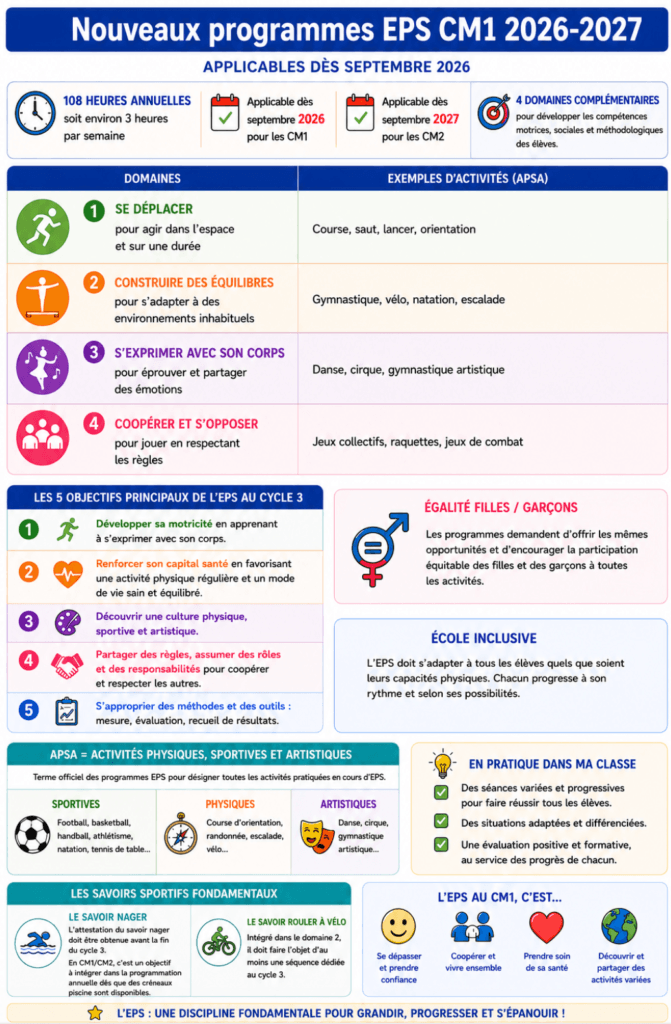 Nouveaux programmes EPS CM1 2026 — Rentrée septembre 2026 2 Nouveaux programmes EPS CM1 2026