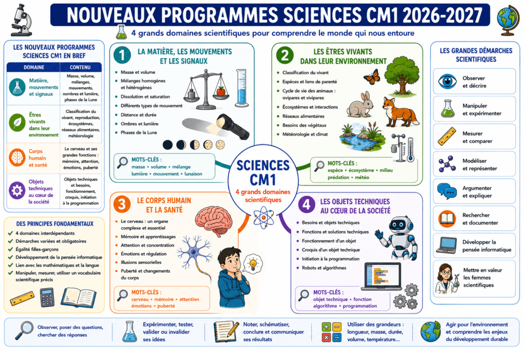 Nouveaux programmes Sciences CM1 2026 : Rentrée septembre 2026