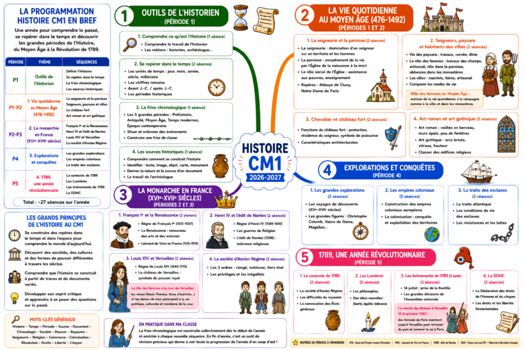 Programmation Histoire CM1 2026-2027 — Nouveaux programmes 2 Programmation Histoire CM1 2026-2027 — Nouveaux programmes