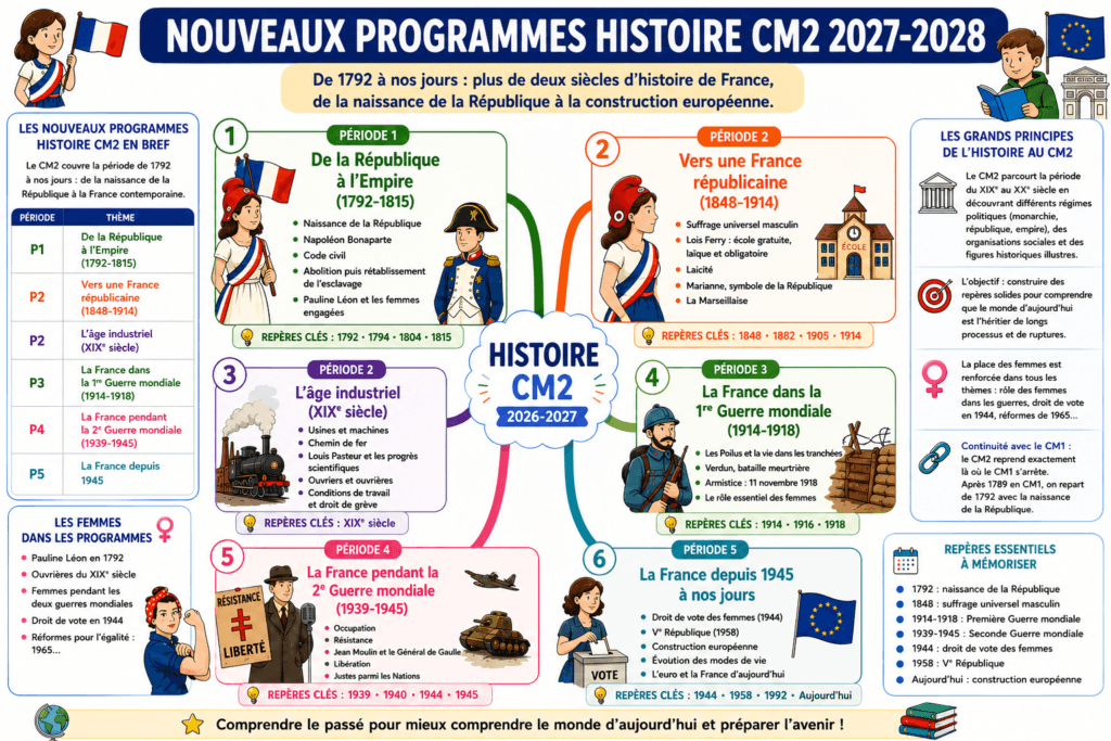 Nouveaux programmes Histoire CM2 2027— Rentrée septembre 2027 2 Nouveaux programmes Histoire CM2 2027 : carte mentale
