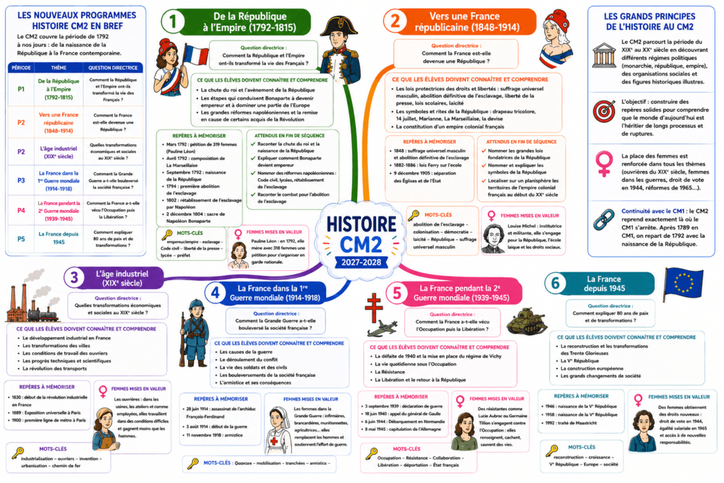 Nouveaux programmes Histoire CM2 2027— Rentrée septembre 2027 3 Carte mentale nouveaux programmes Histoire cm2