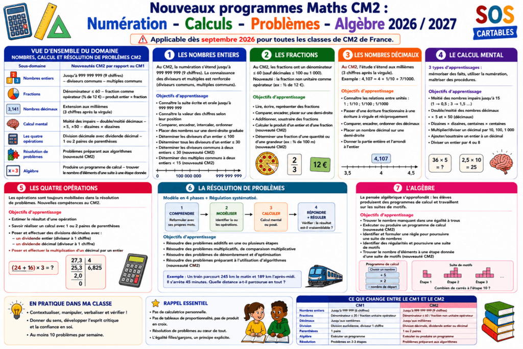nouveaux programmes mathématiques CM2 Numération,Calcul et résolution de problèmes,algèbre,résolution de problèmes,nombres