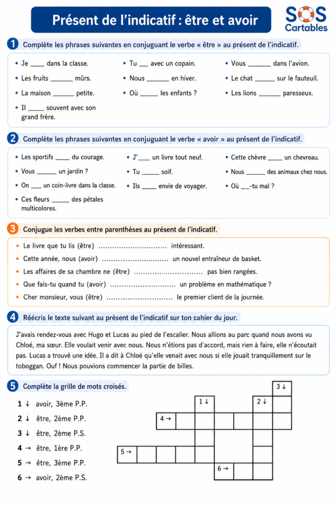exercices être et avoir CM1 CM2 série 1