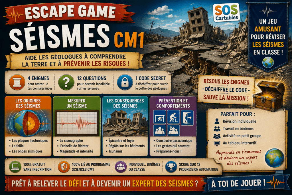 Escape Game Séismes CM1 CM2 – Jeu interactif gratuit (12 questions) 6 Escape Game Séismes CM1 CM2