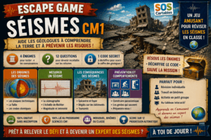 Lire la suite à propos de l’article Escape Game Séismes CM1 CM2 – Jeu interactif gratuit (12 questions)
