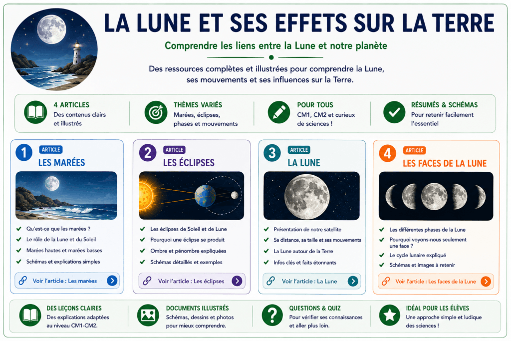 La Lune et ses effets sur la Terre : marées, éclipses (CM1-CM2)