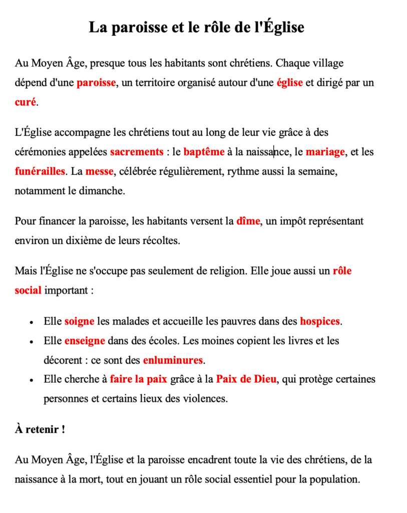 La paroisse CM1 : comment l'Église encadre la vie des chrétiens ? 2 fiche de leçon la paroisse CM1 - sacrements dîme rôle social de l'Église