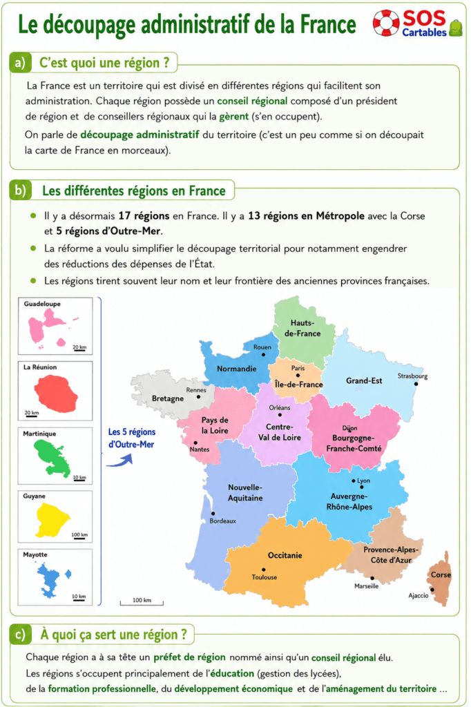 Les régions françaises CM1 CM2 : leçon complète et essentielle 4 Leçon sur les régions françaises