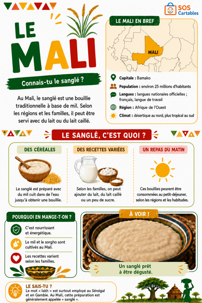 Se nourrir dans le monde CM1 : les petits-déjeuners 5 Fiche pays Le Mali : connais-tu le sanglé, bouillie malienne de mil