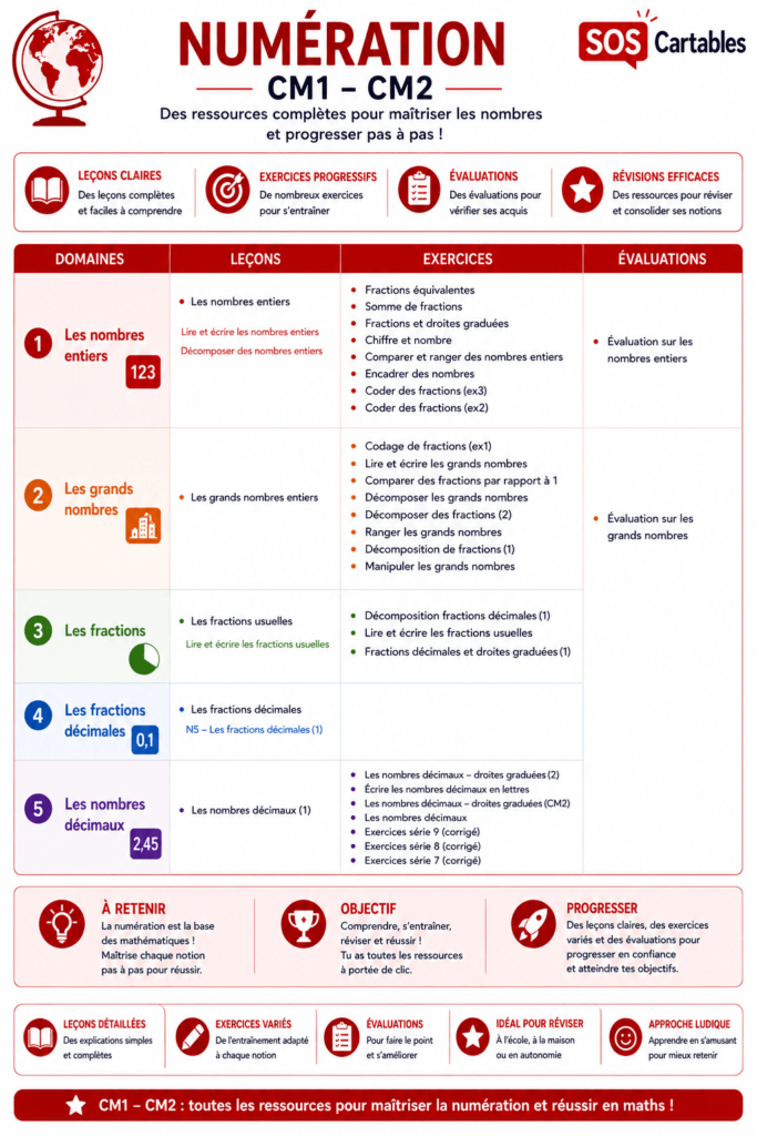 Numération CM1 CM2 : nombres entiers, grands nombres et fractions