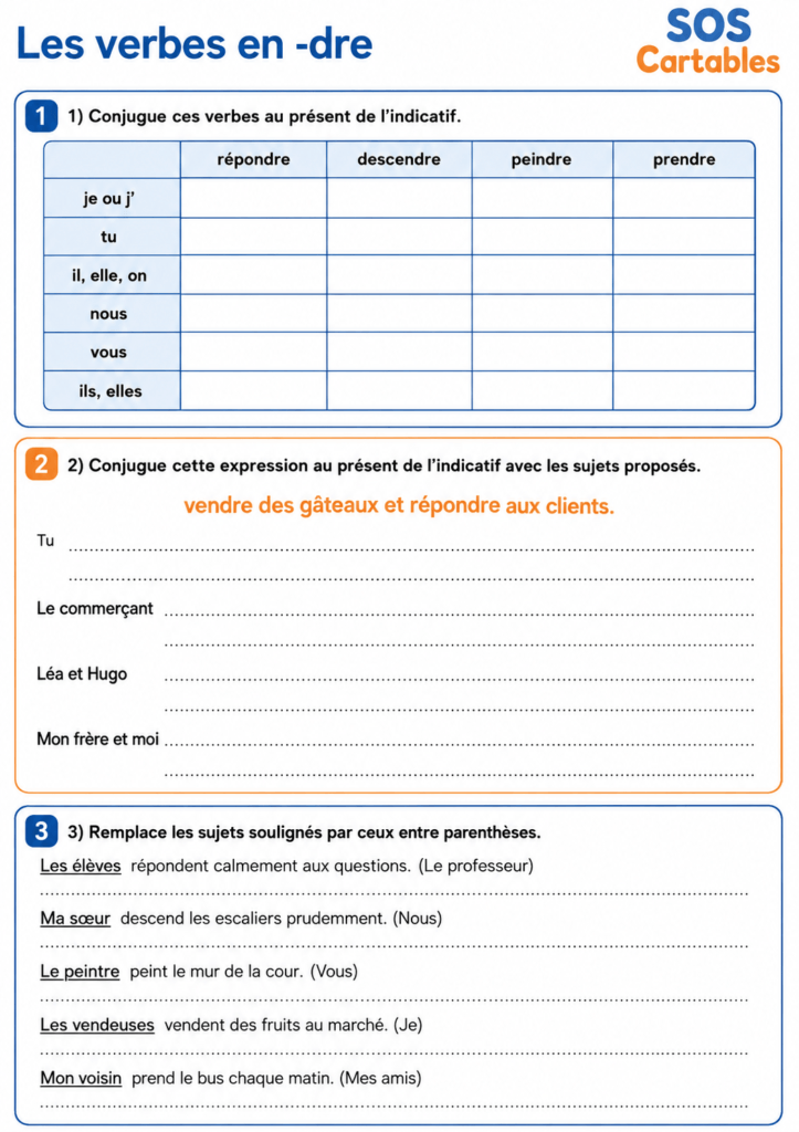Les verbes en -dre CM1 CM2 : Série 2