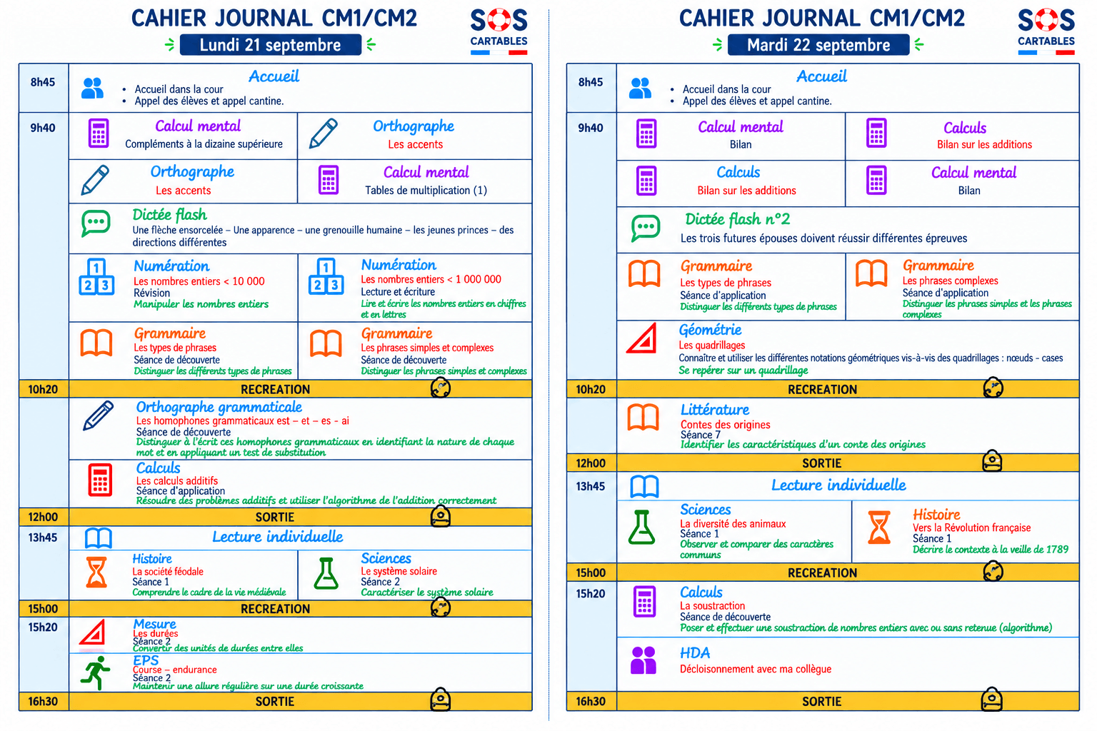 You are currently viewing Cahier journal CM1 CM2 : semaine 4 (21-25 sept.)