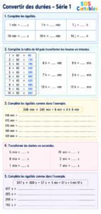 Lire la suite à propos de l’article Unités de durée CM1 CM2 : exercices et conversions à imprimer